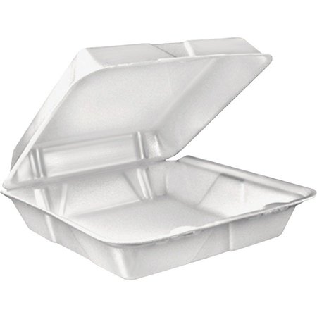 DART CONTAINER 1-Compart Tray, Large, 9"x9", 200PK, White DCC90HT1R